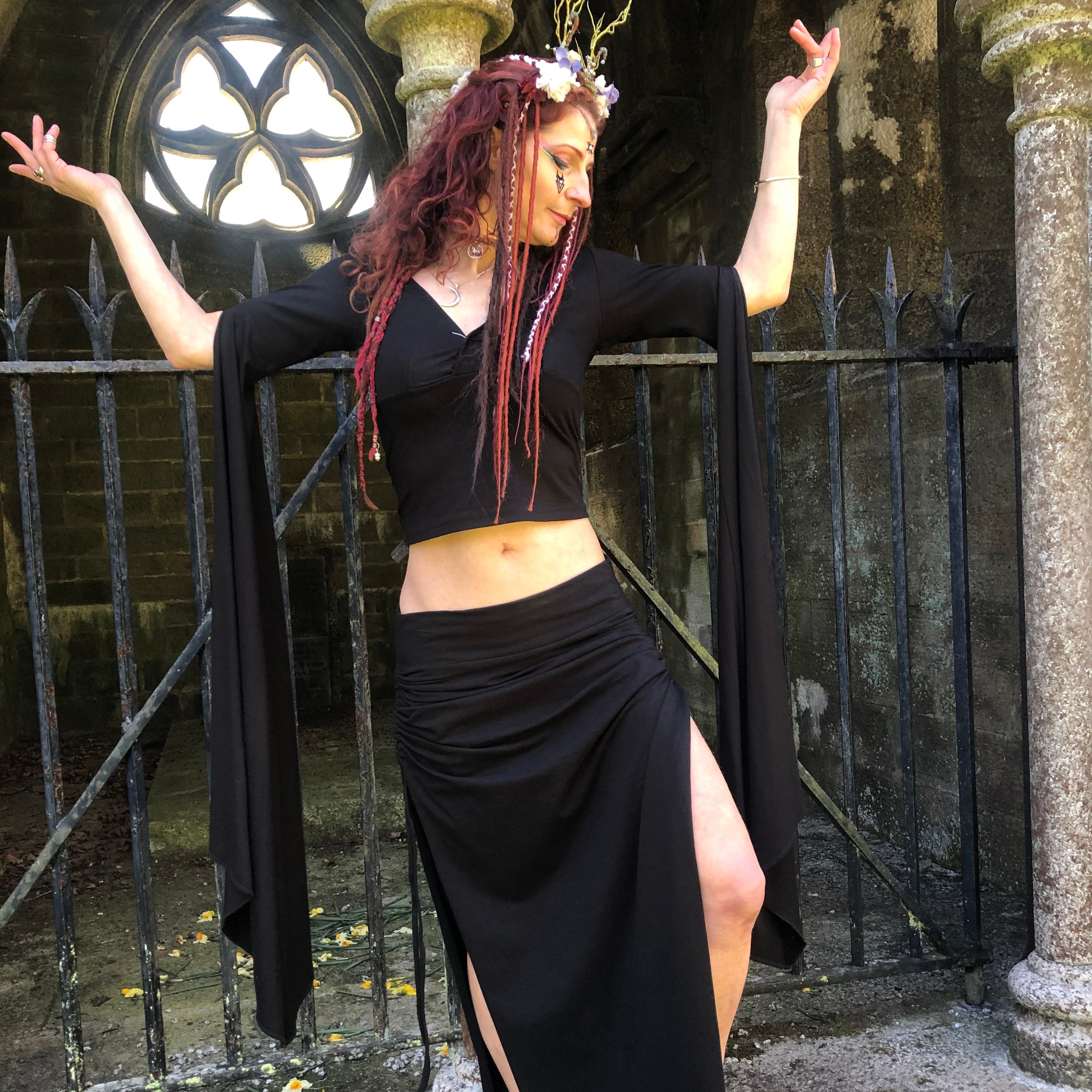Gothic Clothing Witch Top Wing Sleeve Elven Clothing Fairy Wing Burning Man Clothing Boho Top Hippie Clothing Pagan Clothing Etsy
