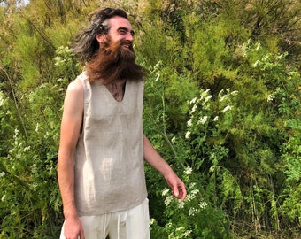 Handmade Hemp Vest, Short Sleeve Sustainable Top