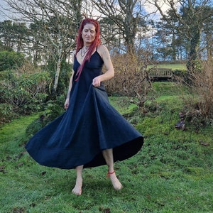 Black Maxi Dress, Pagan/Gothic Dress, Backless Long Dress, Sustainable Fashion, Goddess Dress, Priestess Dress, Raw Cotton, Tribal Wear.