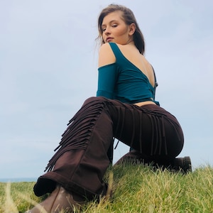 Fringed Bell Bottoms, 60s Style Boho Hippie Pants