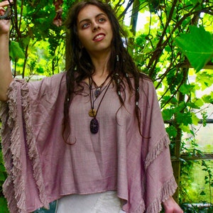 Boho Top, Fringe Top. Medicine, Festival Top, Long Sleeved, Ceremonial Style Poncho/Blouse. Ecstatic Dance / Cacao / Shamanic Gatherings.