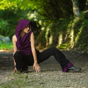 Hooded Pixie Top, Organic Top, Backless Top, Elven Top, Plum Top, Fairy Top, Festival Hoodie, Hippie Top, Pagan Wear, Burning Man Hoodie