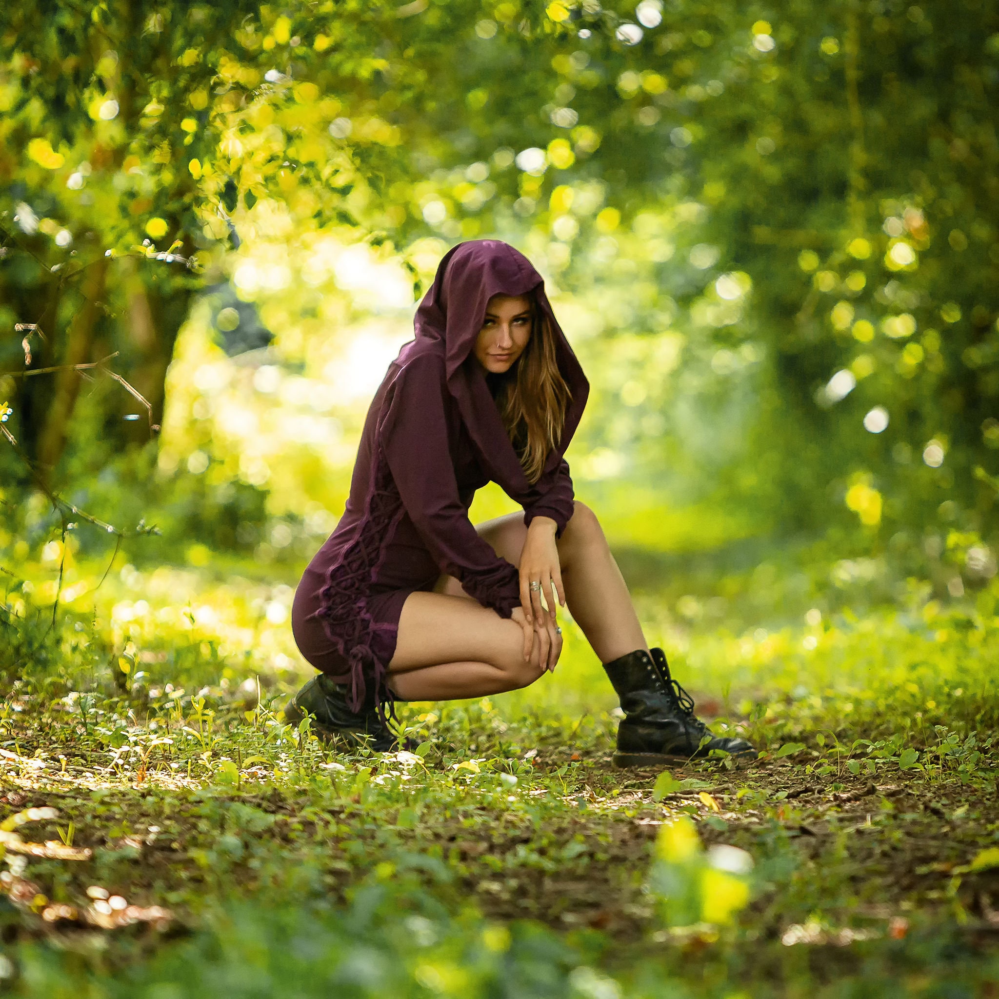 Elven Hooded Dress, Pixie Style, Long Sleeve, Winter Boho