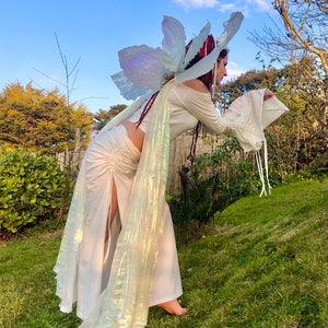 White Witch, Tribal Skirt, Scrunched Sides, Maxi Skirt, Hippie Wedding Dress, White Skirt, Festival Clothing, Elven Skirt