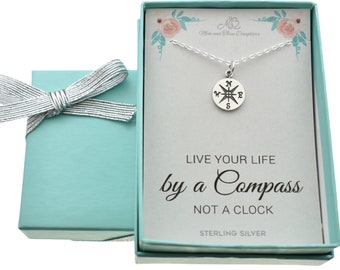 Sterling Silver Compass Necklace: Inspirational Wanderlust Jewelry
