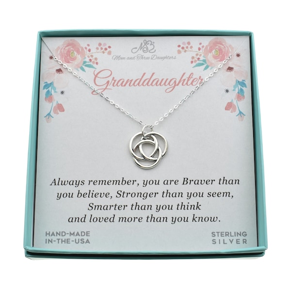 Sterling Silver Celtic Knot Necklace - Gift for Granddaughter