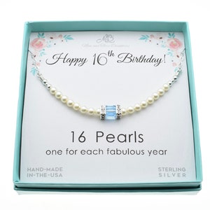 16th Birthday Gift. Birthstone Necklace. Sweet 16 Birthday Gifts for Her. Sixteenth Birthday Gift for Girl. March.