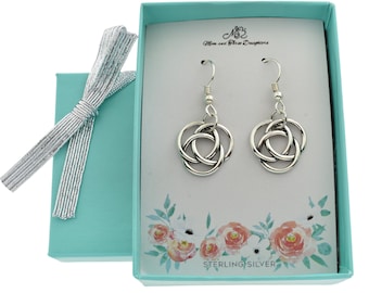Sterling Celtic Knot Dangle Earrings for women. Celtic earrings. Sterling Silver Earrings. Three Rings Earrings set.