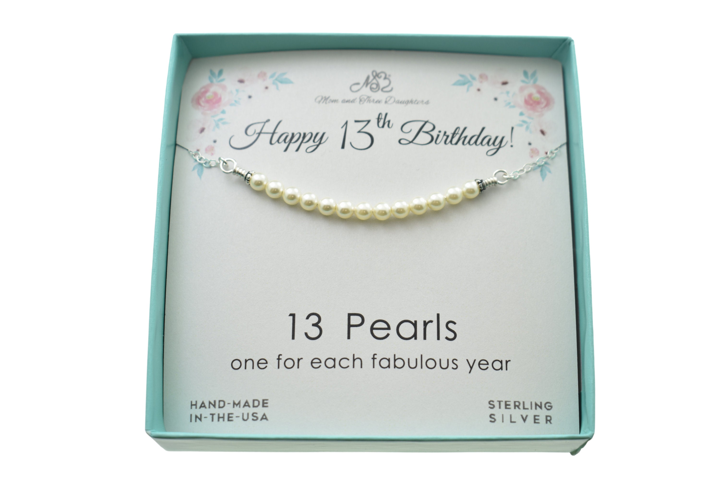 13th Birthday Girl - 925 Silver+Pearl No, Just The Poem