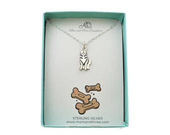 Collar de husky realista en plata de ley. Cadena tipo cable. (21 mm x 8 mm)