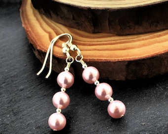 Personalized Birth Month Earrings with 6mm Crystal Pearls. Custom Earrings for Each Month.