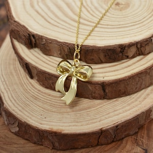 Coquette Bow Necklace: Gold-Filled Chain, Feminine Balletcore Jewelry