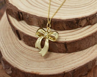 Collar de lazo coqueto: cadena chapada en oro, joyería femenina de balletcore