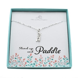 Stand Up Paddle Board Necklace in Sterling Silver. Paddle Board Gifts. Water Sports. Paddle Boarding Jewelry.