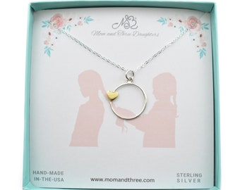 Collar de hermana en plata de ley: dije de corazón de bronce