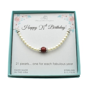 Cadeau du 21e anniversaire. Collier avec pierre de naissance et perles de cristal. Cadeaux 21e anniversaire pour elle. Cadeau d'anniversaire pour une jeune femme. Juillet