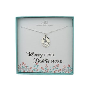 Stand Up Paddle Boarding Necklace in Sterling Silver. Paddle board necklace. Paddle board jewelry. Water Sports.