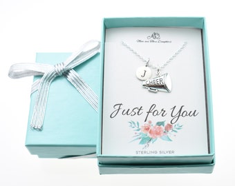 Personalized Sterling Silver Megaphone Necklace: Cheerleader Gift