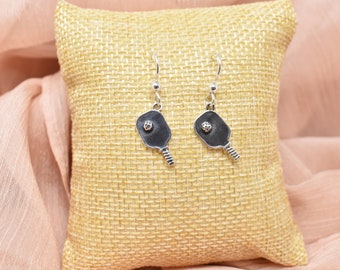 Pendientes de Pickleball de plata de ley: Charm colgante de paleta y pelota