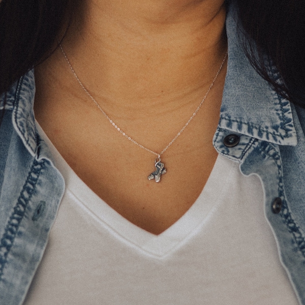 Ballet Slipper necklace with sterling silver initial on a sterling cable chain. Personalized. Dance. Ballerina.