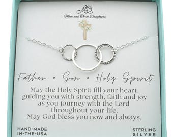 Collar Trinidad de plata de ley, regalo religioso para mujer