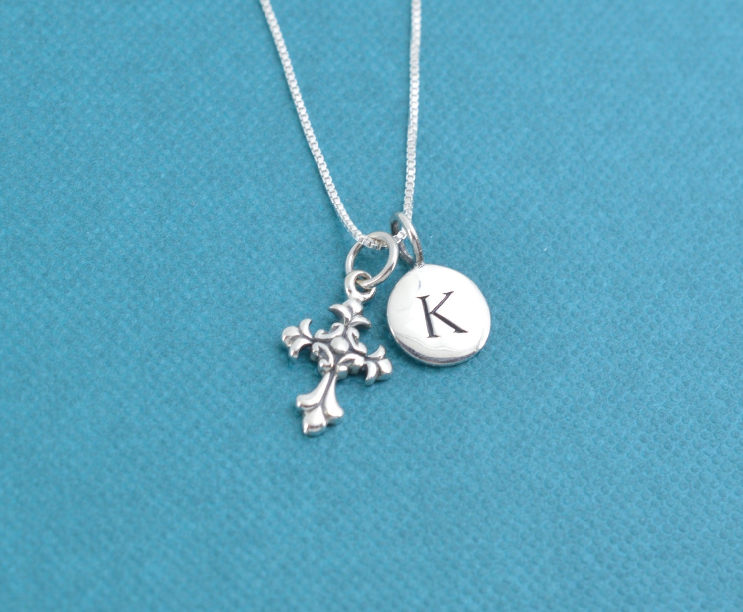 Little girl's cross necklace in sterling silver on a Etsy