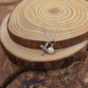Little Girls First Communion cross pendant in sterling silver. First Communion. Cross necklace. Godchild. Baptism. Christian.