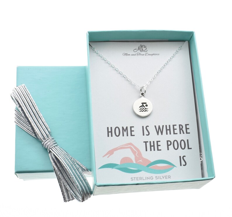 Teen/'s or Woman/'s swimming charm pendant in sterling silver on an 18 sterling silver cable chain Girl/'s Gift for swimmer Swimming gift