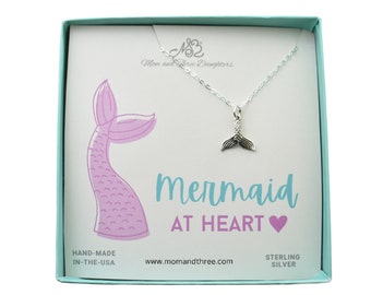 Mermaid Tail Charm Suspended on a Cable Chain. Mermaid Lover Necklace.