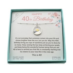 Sterling Silver Mountain & Sun Necklace – 40th Birthday Gift, Travel Lover, Adventure Jewelry, Hilltop Pendant