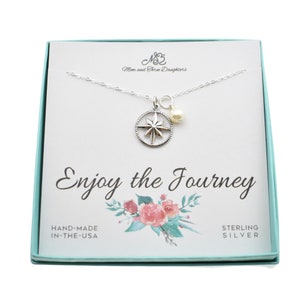 Compass Necklace in Sterling Silver.  Enjoy the Journey. Graduation Gift.  Retirement Gift. World Traveler. Compass Jewelry.