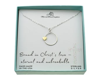 Collar cristiano de plata de ley: dije de corazón de bronce, regalo religioso