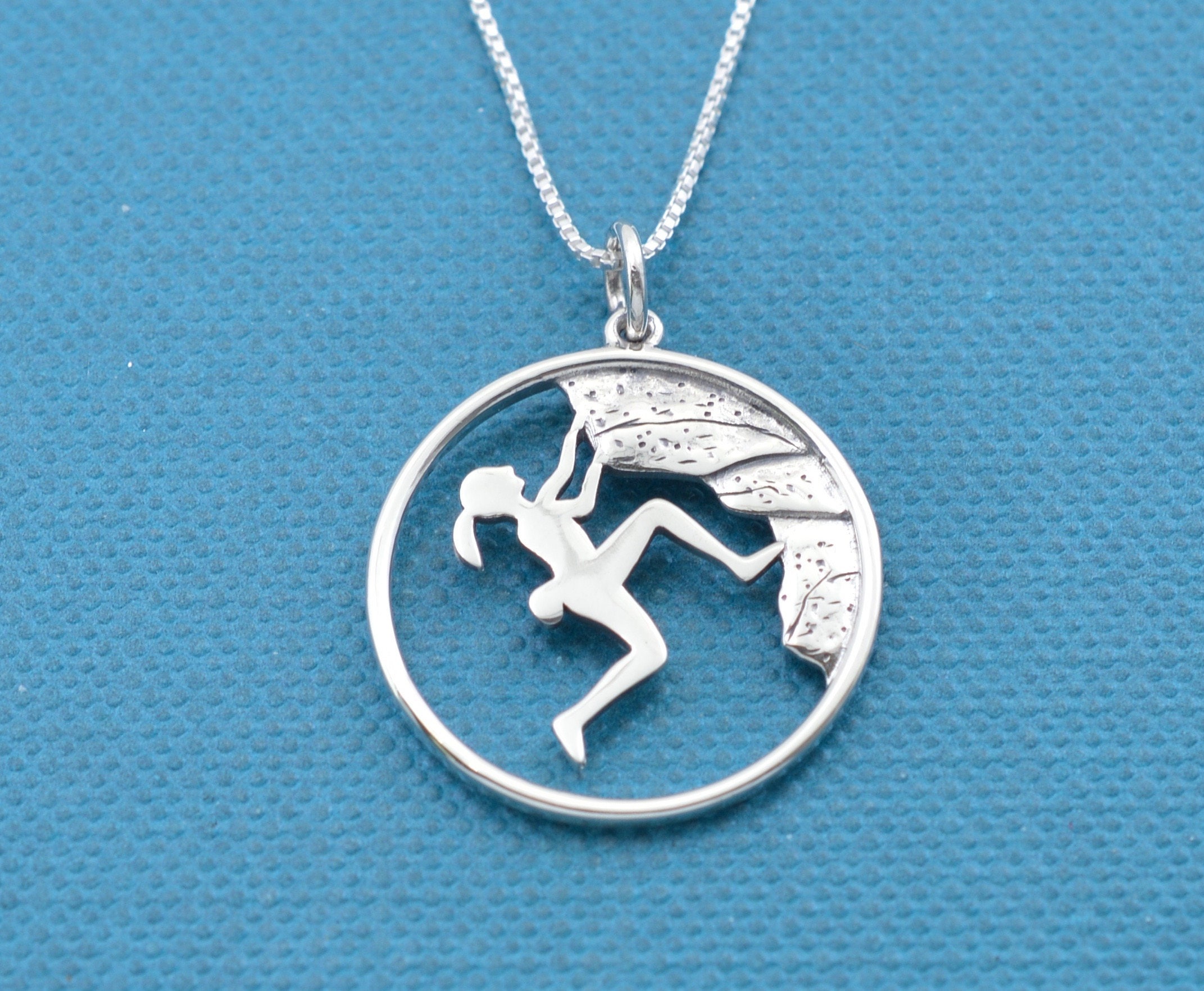 Rock Climbing Pendant in Sterling Silver. Rock climbing Etsy