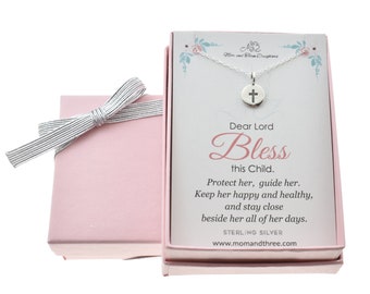 Cross necklace in sterling silver. Baby Girl Gift. First communion. Baptism. Confirmation.