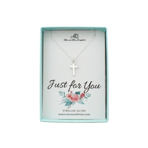 Cross Necklace in Sterling Silver. Christian Gifts. Baby Shower gift. First Communion. Baptism. Confirmation. Unisex.