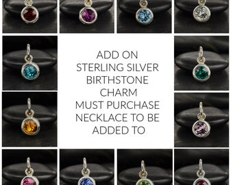 ADD ON ONLY - Sterling silver birthstone crystal