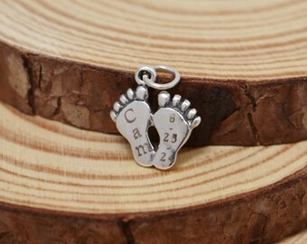 Charm personalizado de huella de bebé en plata de ley: regalo para mamá primeriza