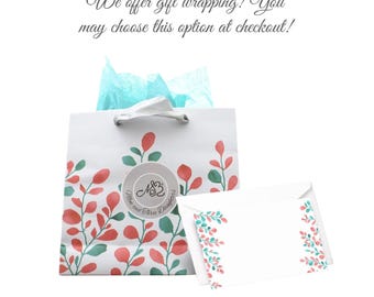 Papel de regalo de marca: bolsa de regalo, pañuelo de papel y tarjeta