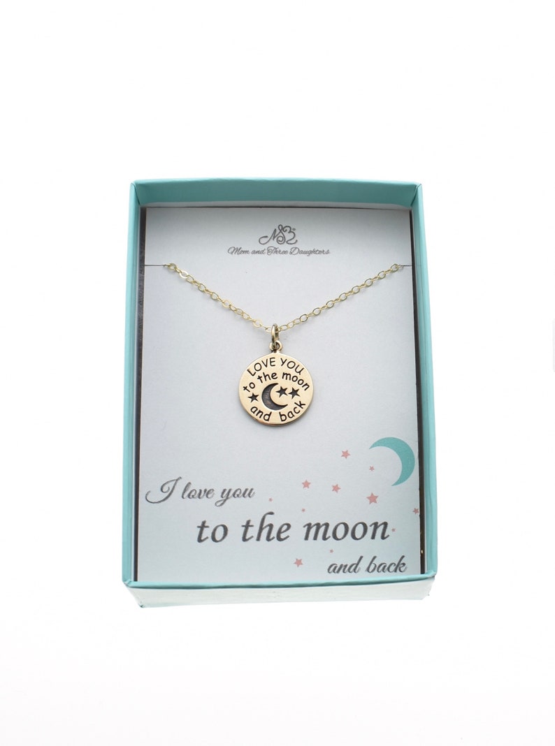 Love You To The Moon And Back Necklace In Bronze Celestial Etsy Love You To The Moon And Back Necklace In Bronze Celestial Etsy