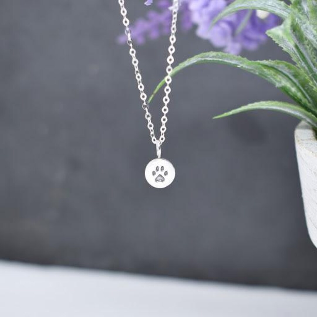 Sterling Silver Paw Print Necklace: Pet Memorial Gift - Etsy