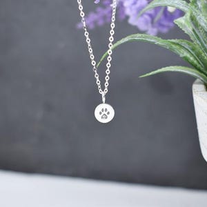 Sterling Silver Paw Print Necklace – Pet Memorial or Dog Lover Gift - 18&quot; Chain – Handmade Jewelry in Gift Box