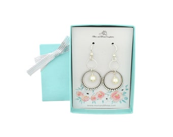 Sterling Circle Dangle Earrings for women. Boho earrings. Sterling Silver Earrings.