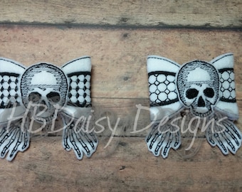 Skull Bow 3D Digital Embroidery Design -  Cube and Octagons Versions.