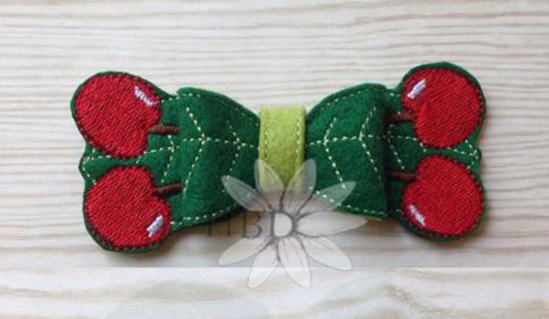 Double Lucky Cherry 3D Hair Bow Digital Embroidery File - Etsy