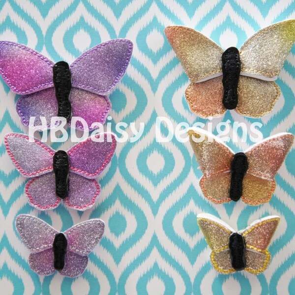 Butterfly Mini 3D Bow Style Machine Embroidery Design in three sizes and two wing options