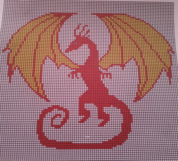 Dragon blanket panel knitting pattern Chart only