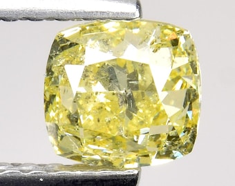 1.00cts Gray Yellow Cushion Natural Loose Diamond "SEE VIDEO"