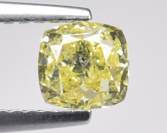1.01cts Gray Yellow Cushion Natural Loose Diamond "SEE VIDEO"