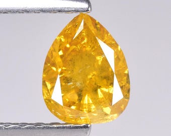 0.59cts Yellow Pear Natural Loose Diamond "SEE VIDEO"