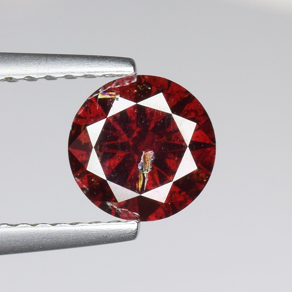 0.92cts 6.5mm Cognac Red Natural Loose Diamond "SEE VIDEO"